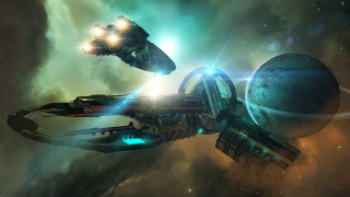 Space ship star filled sky 2 - star citizen halo free wallpaper