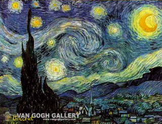 Starry night building town painting - impressionist painting free wallpaper