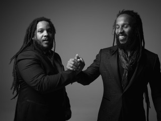 Two men suits holding hands - hand free wallpaper