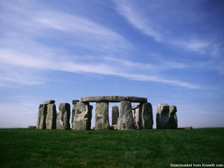Stonehenge field blue sky clouds - post grunge free wallpaper