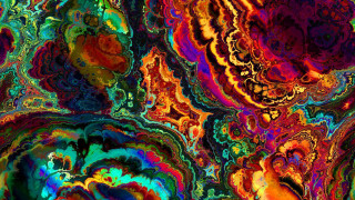 Colorful abstract painting vibrant shapes - psychedelic free wallpaper