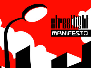 Red black poster street light - international typographic style free wallpaper for desktop