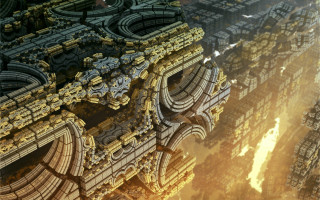 Futuristic city clock tower buildings - a futuristic city free wallpaper for desktop