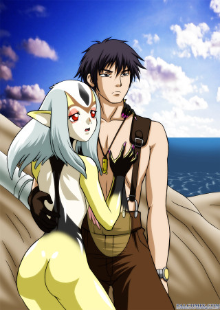 Man woman ocean sky background - brian and wendy froud free wallpaper for mobile