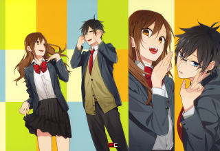 Anime group colorful background red - a red bow tie free wallpaper for desktop