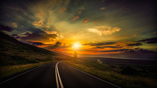 Road sunset clouds sky tree - sunrise free wallpaper