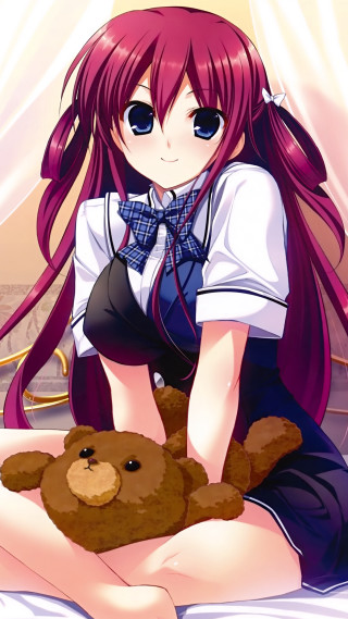 Girl teddy bear school uniform - her lap free wallpaper