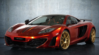 Red sports car gold rims 6 - a garage area free wallpaper