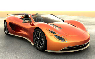 Orange sports car road sky 2 - nice free wallpaper