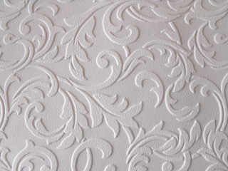 White wall swirls leaves pattern - paper texture free wallpaper