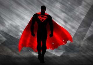 Heroic man red cape cloudy - heroic pose free wallpaper