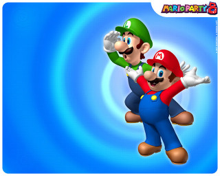 Mario luigi flying blue background - the air together free wallpaper