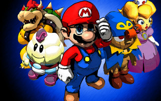Mario bros cartoon group blue - corneille free wallpaper