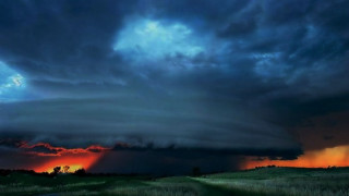 Storm cloud sunset grassy field - thunderstorm free wallpaper