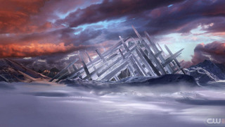 Tall white structures snow cloudy - matte painting concept art free wallpaper