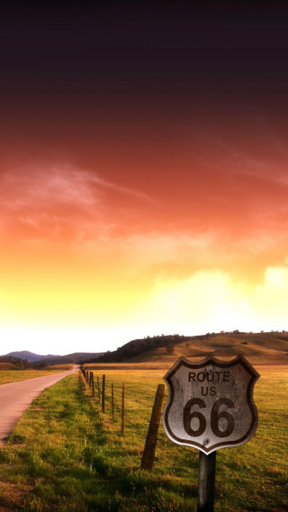 Road sign field sunset background - carl hoppe free wallpaper for mobile