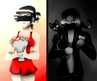 Woman cat head shoulder camera - her head and a cat free wallpaper