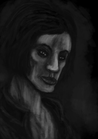 Woman dark hair black background - free portrait wallpaper for mobile