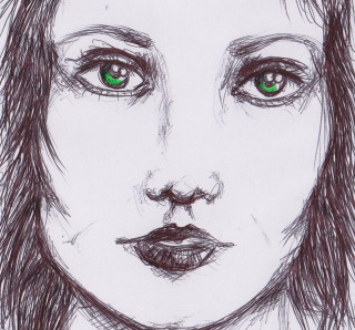 Woman face green eyes nose - a drawing free wallpaper for tablet