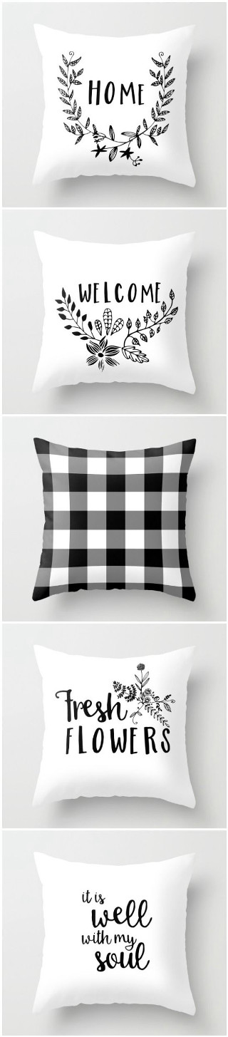 Four pillows black white designs - monochrome free wallpaper