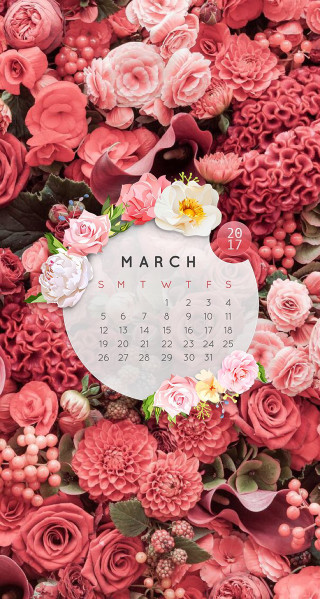 Calendar flowers march red pink - a background free wallpaper for mobile