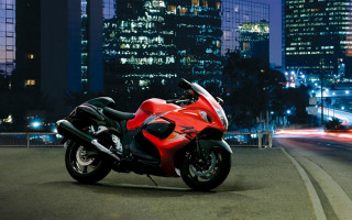 Red motorcycle parked road city - city background free wallpaper