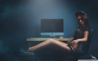 Woman sitting chair legs crossed 4 - artgerm free wallpaper