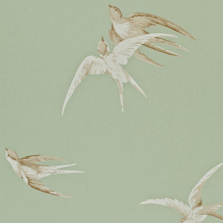 Birds flying sky green background - kitsch movement free wallpaper for tablet