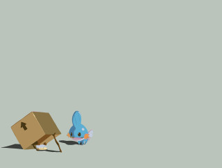 Blue bunny pushing box red - a box free wallpaper for desktop