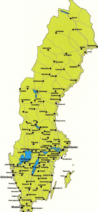 Finland map towns roads yellow - free landscape wallpaper for mobile