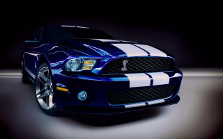 Blue mustang car white stripes 2 - hood hood free wallpaper for desktop