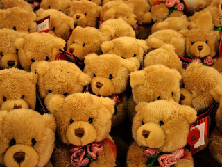 Teddy bears ribbons pile group - ribbon free wallpaper for desktop