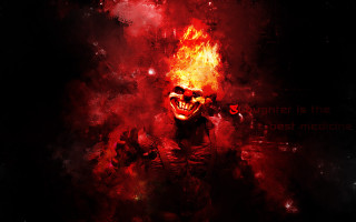 Demonic clown burning face red - burning free wallpaper