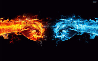 Fire ice black background blue - abstract illusionism free wallpaper