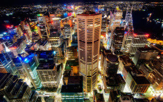 City night lights tall buildings 3 - anson maddock free wallpaper