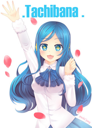 Girl blue hair white shirt 7 - her right hand free wallpaper for mobile