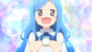 Girl blue hair cup surprised - a cup free wallpaper