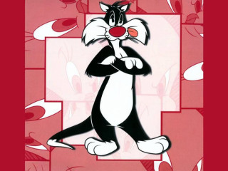 Cartoon cat red nose black 2 - a square free wallpaper