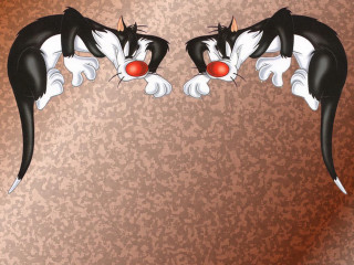 Cats red noses brown background - a couple of cats free wallpaper