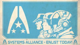 Blue white poster man woman - mass effect free wallpaper for desktop