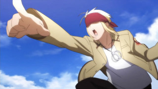 Person hat jacket pointing air - his right hand free wallpaper