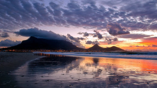 Beach mountain sunset clouds water - the sky and water free wallpaper