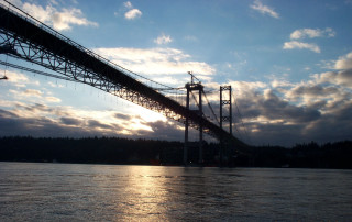 Bridge sun clouds plane flying - christo free wallpaper