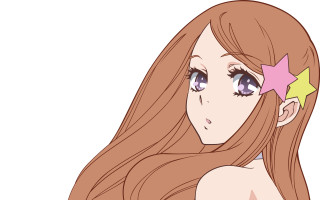 Girl long hair star forehead - lineart free wallpaper