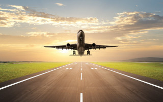 Jetliner sunset runway landing airplane - a plane free wallpaper