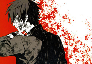 Black suit blood splatter autumn - a black suit free wallpaper