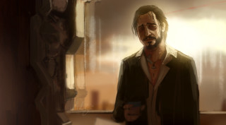 Man standing mirror coffee holding - art station free wallpaper for desktop