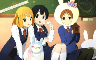 Anime girls bench bunny blackboard - a bench free wallpaper for desktop