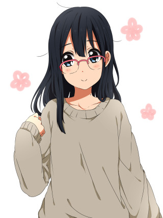 Girl glasses sweater flower portrait - the background free wallpaper for mobile