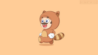 Cartoon racoon running smile happy - toy free wallpaper